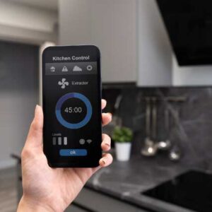 phone with kitchen control close up